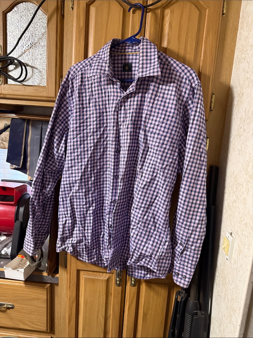 Robert Talbott Purple and White Gingham Dress Shirt